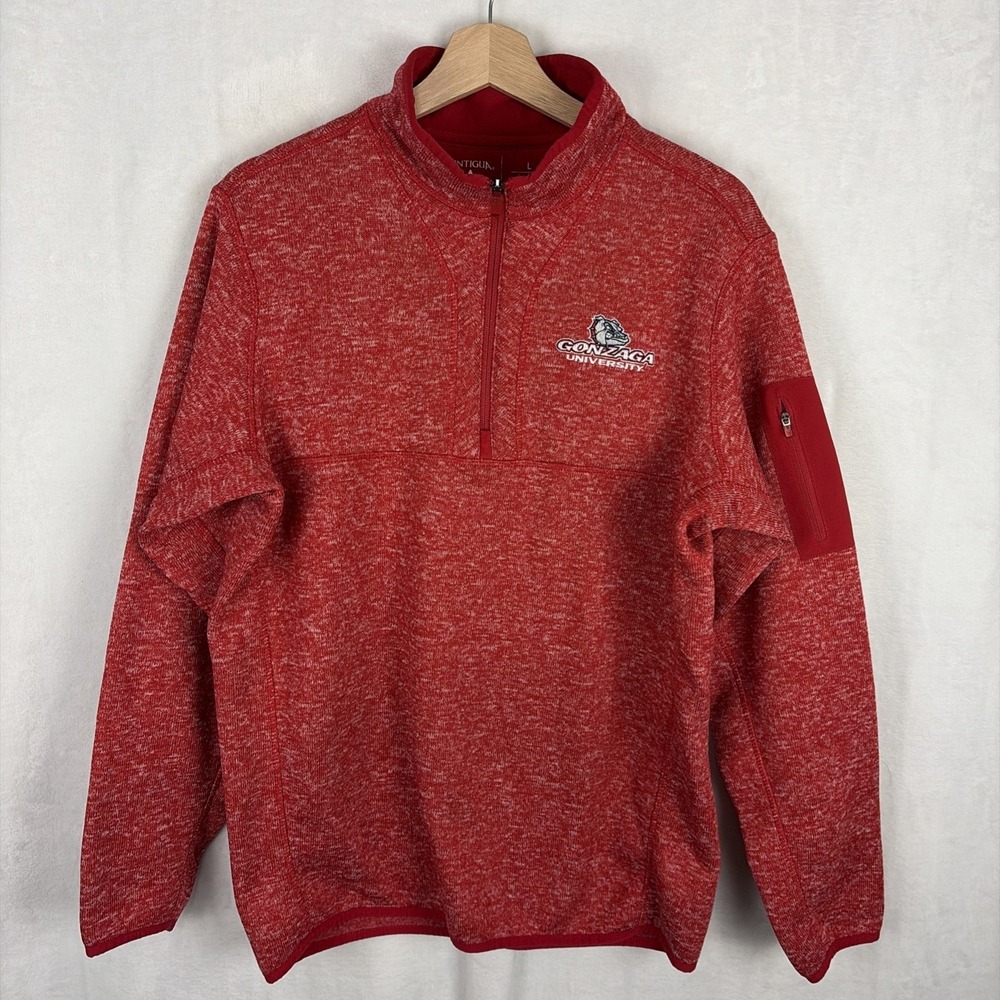 Gonzaga Bulldogs Sweater Mens Large Red NCAA Basketball Antigua Quarter Zip